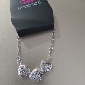 Paparazzi Textured Silver Heart Necklace